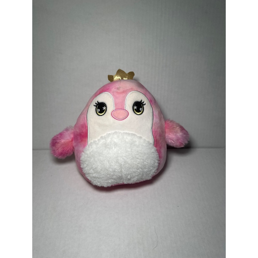Squishmallow 8 Inch Piper the Pink Tie Dye Penguin Gold Crown Plush Kelly Toy